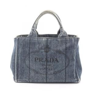 Prada Canapa Mini Tote Bag, Women's, Navy Blue, Denim, BN2439